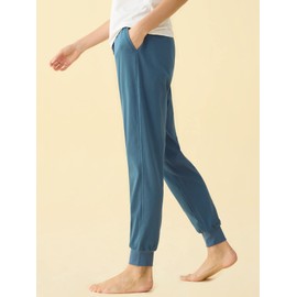 Latuza Women's Cotton Pajama Joggers Knit Lounge Pants M Steel Blue