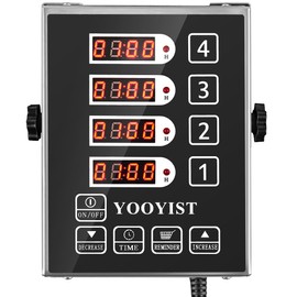 YOOYIST Precision Kitchen Timers for Cooking – 4 Channel Commercial Kitchen Timer Restaurant Kitchen Supplies – Stainless Steel Digital LED Chef Cooking Timer – Reminder Function, Loud Alarm, Grey