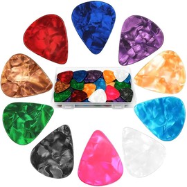 75Pack Guitar Picks With Organizer Box: Variety Colorful Guitar Pick - Thin, Medium & Heavy 3 Different Thickness for Acoustic Guitar, Metallica Guitar, Electric Guitar, Ukulele Bass