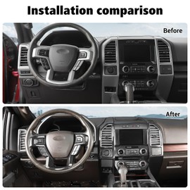 Voodonala for F-150 2015-2020 Center Console Interior Trim Cover Kits Compatible with Ford F150 2015-2020(Carbon Fiber Black,8Pcs/Set)