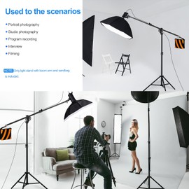 EMART 2 in 1 Light Stand Photography,13ft Heavy Duty Tripod Stand with 6.2ft Boom Arm and Empty Sandbag for Video Light, Strobe, Reflector, Softbox for Studio Photo Video Shooting