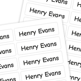 Label Land 45-Pack Custom Label Stickers, 2.5” x 0.7” – All-Purpose Waterproof Labels for Bottles, Food Containers, School Supplies, Gadgets, and More – Dishwasher and Microwave Safe – White