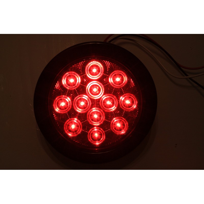 4 RED LENS 4" ROUND LED STOP TURN TAIL LIGHT