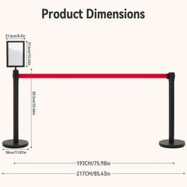 INMOZATA 6 Pack Retractable Belt Stanchions, Black Crowd Control Posts with 6.6FT Belts, Sign Holders, Heavy-Duty Steel Base – Ideal for Events, Auto Shows, Public Venues, Exhibitions