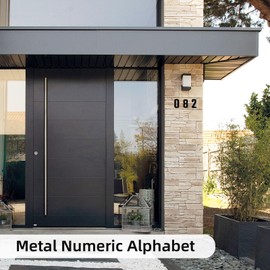 Ya_chtttwo Metal House Numbers,5" Black Metal Modern Door Garden Mailbox Apartments Outside Farm Decorative Letters House Numbers with Nail Kit Visibility Signage(Black-V)
