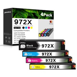 972X Ink Cartridges High Yield Set (4-Pack, 1Black/1Cyan/1Magenta/1Yellow) Compatible 972X Ink Cartridges Replacement for HP Pagewide MFP P57750DW Pro 452dn 452dw 552dw 477dw 577dw Printer