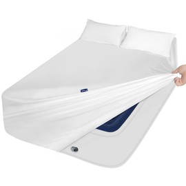 Full Size Air Mattress Sheet Set - 3 Pieces Extra Deep Pocket Full Sheet Set 16 to 24 inch - Sheets with Pocket on Side - Easily Fits Extra Deep Pillow Top Air Mattress-White