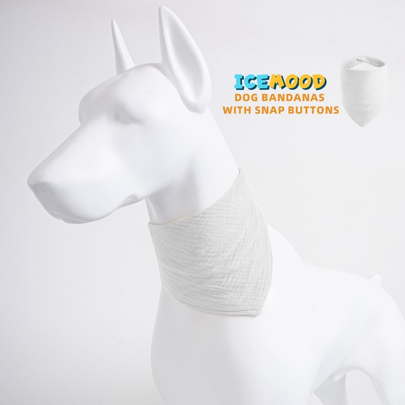 ICEMOOD Pet Cotton Bandanas with Adjustable Snap Button for Small