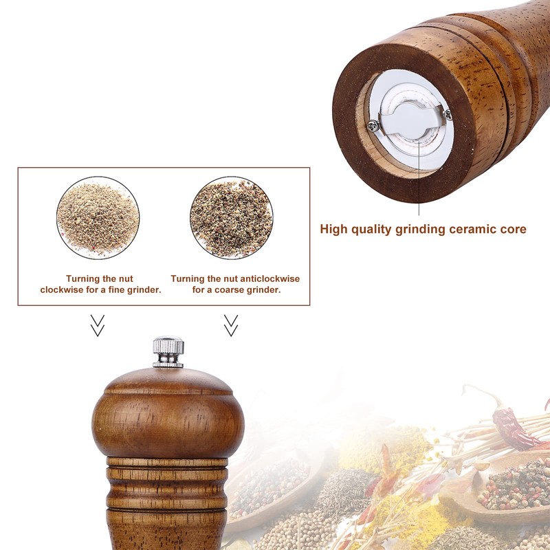 Gulex® Wood Pepper Grinder Pepper Mill,Adjustable Coarseness 8 Inch Wooden