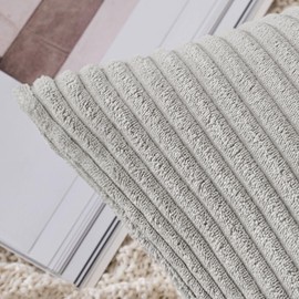 SLOZZI Set of 2 Corduroy Cushion Covers, Light Grey, 40 x 40 cm, Cushion Covers, Sofa Cushion Cover, Decorative Cushion Cover, Couch Cushion Cover, Soft, for Sofa, Bedroom, Living Room, Balcony