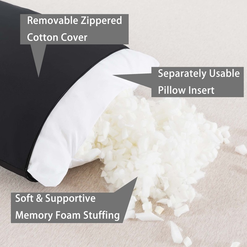 WhatsBedding Memory Foam Body Pillow with Breathable Zippered Cotton Cover,