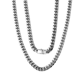 Temperaments 3mm 6mm 8mm Wide Titanium Steel Chain - Minimalist Men's/Unisex Silver Diamond Cut Cuban Link Chains Curb Chokers Necklace for Men, Boys,18/20/24 inch, Stainless Steel, No Gemstone