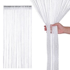 Glitter String Curtain – 200cm x 90cm Fly Screen, Fringe Panel for Doorways, Windows & Room Divider – Spaghetti Tassel Curtain for Home Décor & Event Decoration (White)
