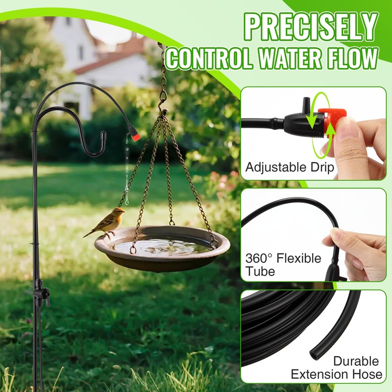Saillong 36Ft Bird Bath Dripper Kit, Adjustable Outdoor Drip Irrigation