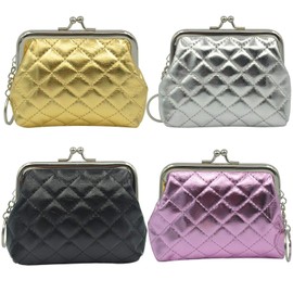 mciskin 4 Stück glänzend Münzbörsen mit Schließe Kisslock Change Pouch Kleine Münze Brieftasche Geschenk für Frauen Mädchen 4.7" L X 3.5" H