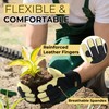 HANDLANDY Gardening Gloves for Men, Utility Breathable Leather Working Gloves