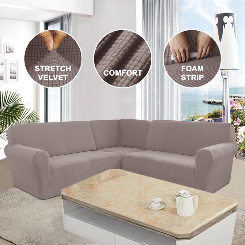 RTEY Corner Sofa Cover, Soft Thick Stretch L-shape Sectional Couch