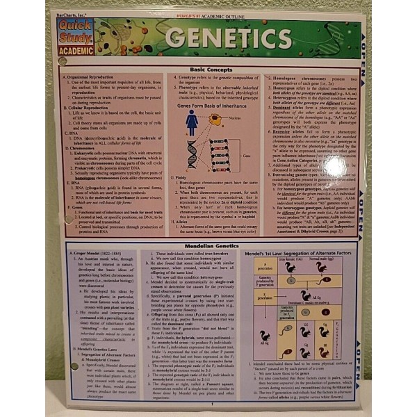 BarCharts Quick Study Academic - Genetics Basic Concepts