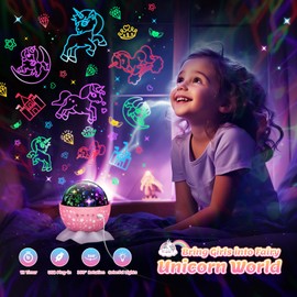 Unicorns Gifts for Girls Age 3-12: 3-in-1 Unicorn Egg Toys for 3 4 5 6 7 8 9 Year Old Girl Gift with Unicorn & Star & Sea World Timer Night Projector for Kids Ages 6-8 Birthday Party Favor Decor