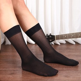 Pazalor Men's Socks, Transparent Cotton Blend, High Socks, Ultra Thin, Breathable, Non-stuffy, Antibacterial, Odor Resistant, Sweat Absorbent, Quick Drying, Spring and Summer, 2 Pairs (4 Pieces),