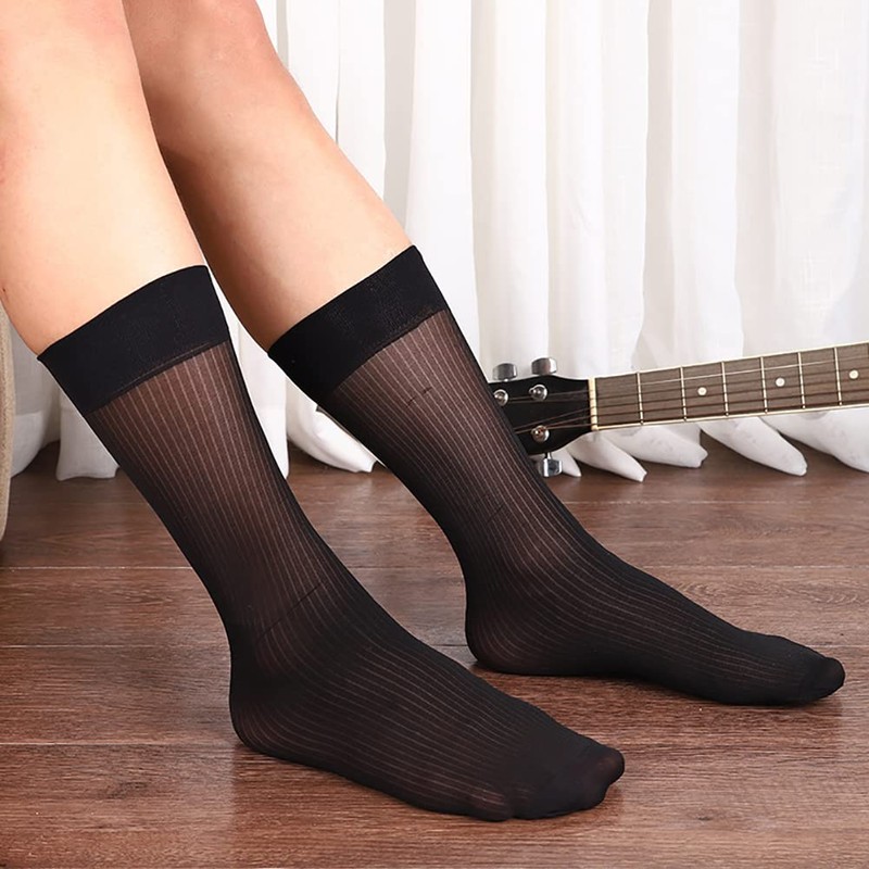 Pazalor Men's Socks, Transparent Cotton Blend, High Socks, Ultra Thin,