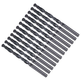 METALLIXITY Drill Bit (5.1mm) 12Pcs, 4241 High-Speed Steel Straight Shank Nitriding Black 118° for Wood Plastic Iron Copper Aluminum Low Soft Metal