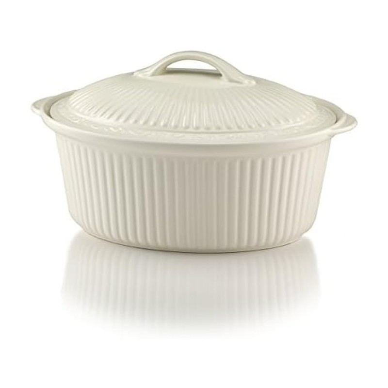 Mikasa Italian Countryside Round Casserole Dish with Lid, White, 1.5-Quart