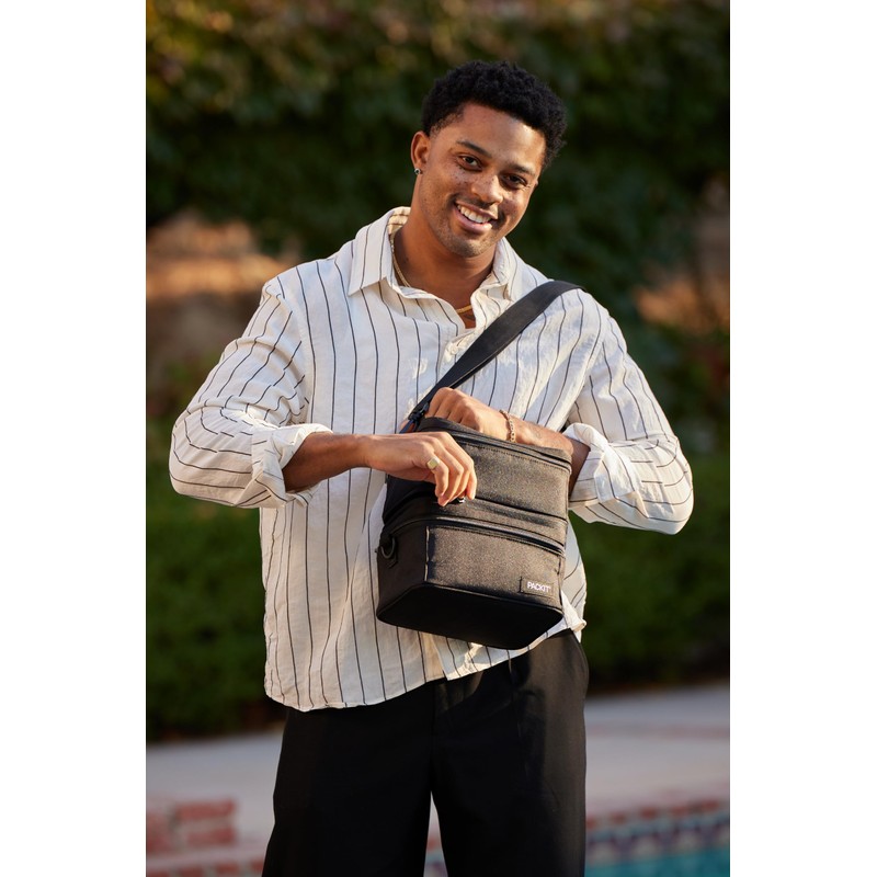 PackIt MOD 3-IN-1 Lunch Box, Black, Triple Function System, Insulated