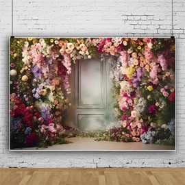 ChloropLastid 10x8ft Rose Wedding Flowers Wall Backdrop Vintage Frame Wall Nature Garden Blooming Floral Background for Indoor Wedding Ceremony Bridal Shower Birthday Party Decor Photoshoot Props