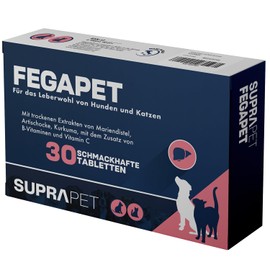 Suprapet Fegapet Liver Support for Dogs and Cats, 30 Tablets, Natural Supplementary Feed for Hepato-biliary Functions with Vitamins, Milk Thistle, Artichoke, Turmeric, Lespedeza