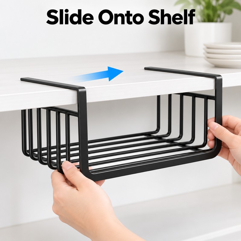 Large Under-Shelf Hanging Storage Basket for Organization – Reusable Stainless