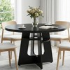 HELLYMOON 47" Round Dining Table for 4-6 Black, Farmhouse Wood