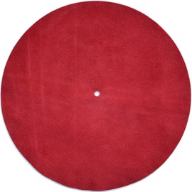Genuine Leather Turntable Platter Mat - Red Suede