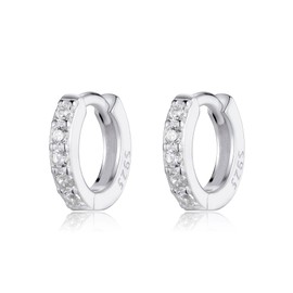 Hoop Earrings 925 Silver for Women Zirconia Small Hoop Earrings Hypoallergenic Hoop Earrings Hoop Earrings, Sterling Silver, Cubic Zirconia