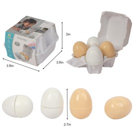 Wooden Eggs, 4PCS Easter Egg Cutting Toys Wooden Play Food Pretend Play Food Sets for Kids Early Development, Christmas Birthday Gifts
