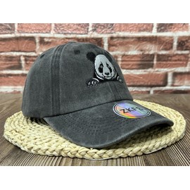 ZKFE Panda Lover Gifts, Embroidered Adjustable Cotton Baseball Cap for Men Women, Washed Black Embroidery Snapback Dad Hat