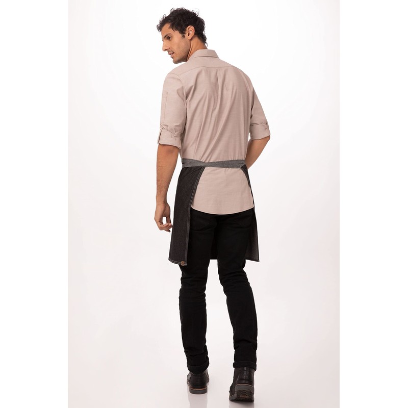 Chef Works AW044-BLK-0 Bronx Half Bistro Apron, Black