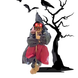 Scary Witch Decorations - Creepy Hangings Witch Decoration | Talking Decorations with Light-up Eyes and Sound Activation Function for Tree Decor