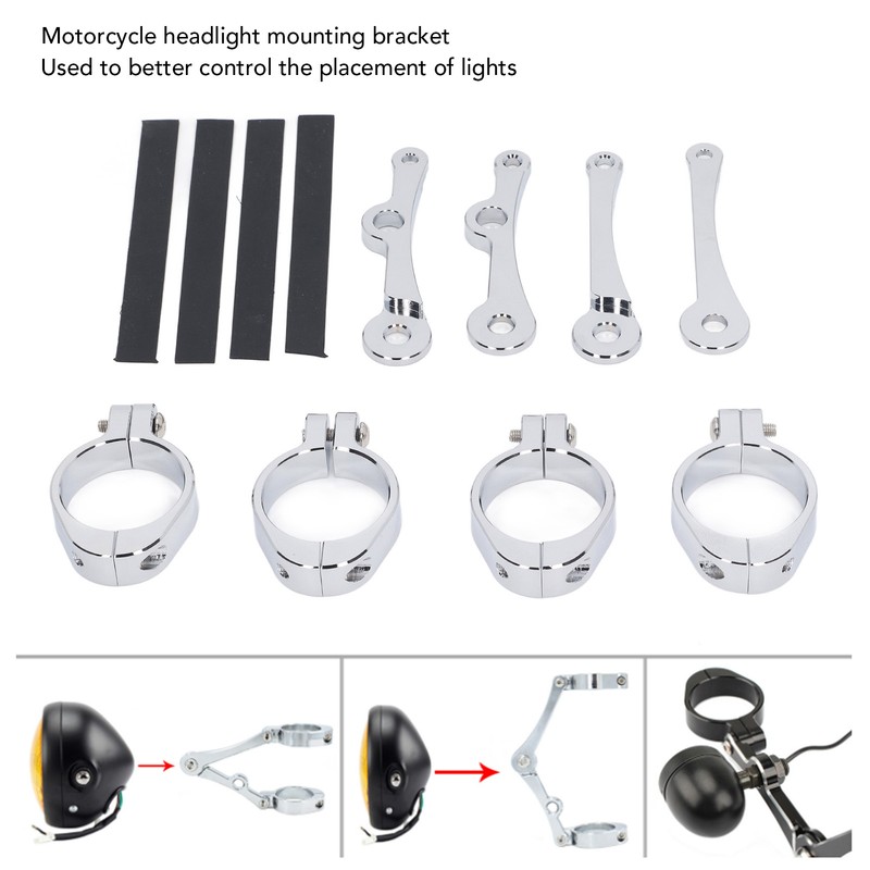 Motorcycle Headlight Mounting Bracket 39 to 41mm Bright Silver Surface
