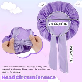 2Pcs Kids Silk Bonnet for Sleeping Adjustable Satin Cap Elastic Band Night Sleep Caps for Toddlers, Girls, Teens with Curly Hair