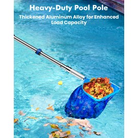 Pool Pole Telescopic 16FT Heavy Duty Upgraded Aluminum, 16 Ft Extension/Extendable Telescoping Tool for Above Ground/Inground Swimming Cleaning Supplies Accessories, Leaf Skimmer/Brush/Net/Vacuum/Mesh