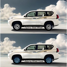 Hubcaps Wheel Covers Replacement R16 Hub Cap Universal Steel Wheels Rims Tire Cover ABS Material Exterior Accessories for Most Car Truck SUV -Set of 4（16-inch，Blue-Black）