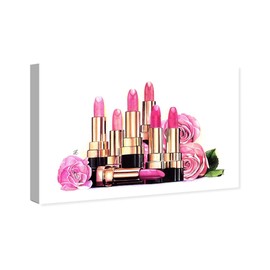 The Oliver Gal Artist Co. Fashion and Glam Wall Art Canvas Prints Makeup Doll Memories-Beauty Lips Pink Home Décor, 54x36