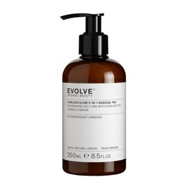 Evolve Organic Beauty - Sunless Glow 3-in-1 Streak-Free Gradual Tan | Carob Fruit + Papaya Extract, Shea Butter | All Skin Types | Vegan, Cruelty-Free (8.5 fl oz | 250 ml)