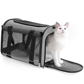 TWDEPART Cat Carrier Backpack - Durable, Ventilated & Foldable with Roll-Up Shade, Includes Free Collapsible Bowl & Cushion for Stress-Free Travel (Grey)