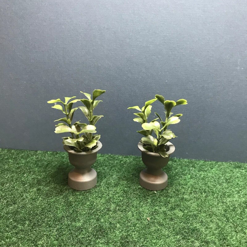 unknown Pair 1:12 Grey Plastic Planters Miniature Dollhouse 3” tall