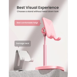 LISEN Pink Kitchen Accessories Kawaii Pink Desk Accessories for Women, Vanity Decorand More Photogenic Pink Office Supplies Free Your Neck Height Angle Adjustable Room Decor for Women