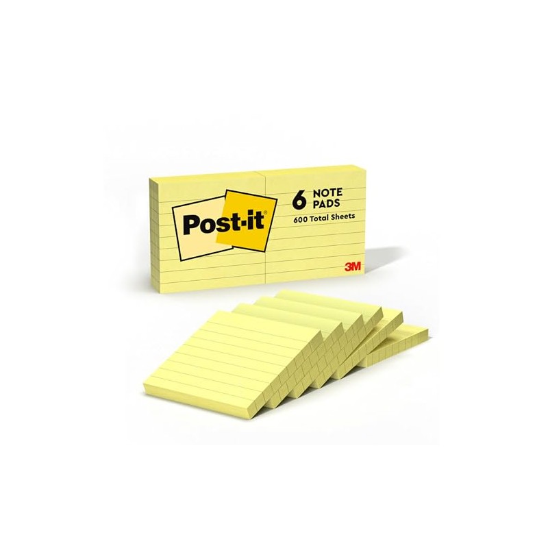 3M Post-it notas rayadas amarillo canario de 7.62cm x 7.62