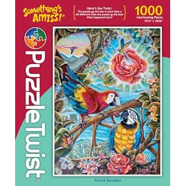 PuzzleTwist - Parrot Paradise - 1000 Piece Jigsaw Puzzle, Something's Amiss! Series, Unique Challenging Fun for Adults Family Teens, Made in USA
