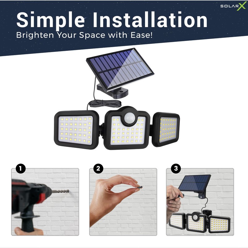 SolarX 108LED Solar Motion Sensor Light Outdoor- IP65 Waterproof Solar